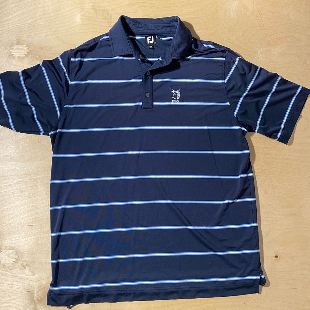 FJ Men's Navy Striped Polo Shirt XL (KR)